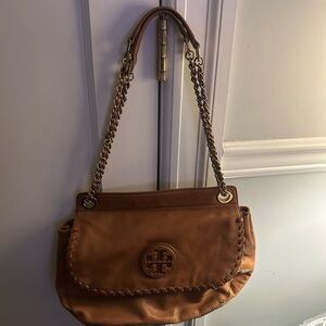 Tory Burch Tan Leather Chain Shoulder Bag